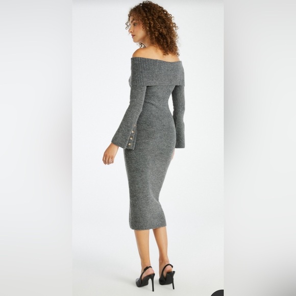 Off Shoulder Cozy Sweater Dress - Picture 2 of 3